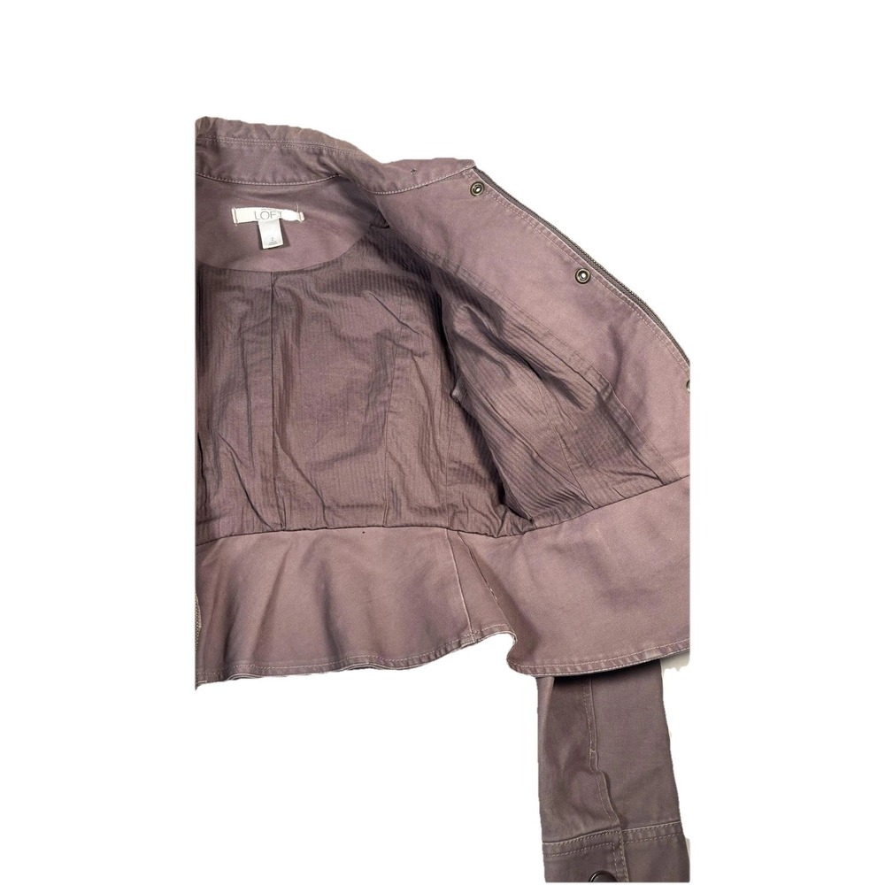 LOFT‎ Jacket Womens 2 Purple Cotton Twill Military Utility Short Zip Pockets - Picture 5 of 14